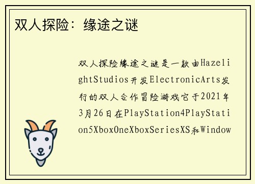 双人探险：缘途之谜